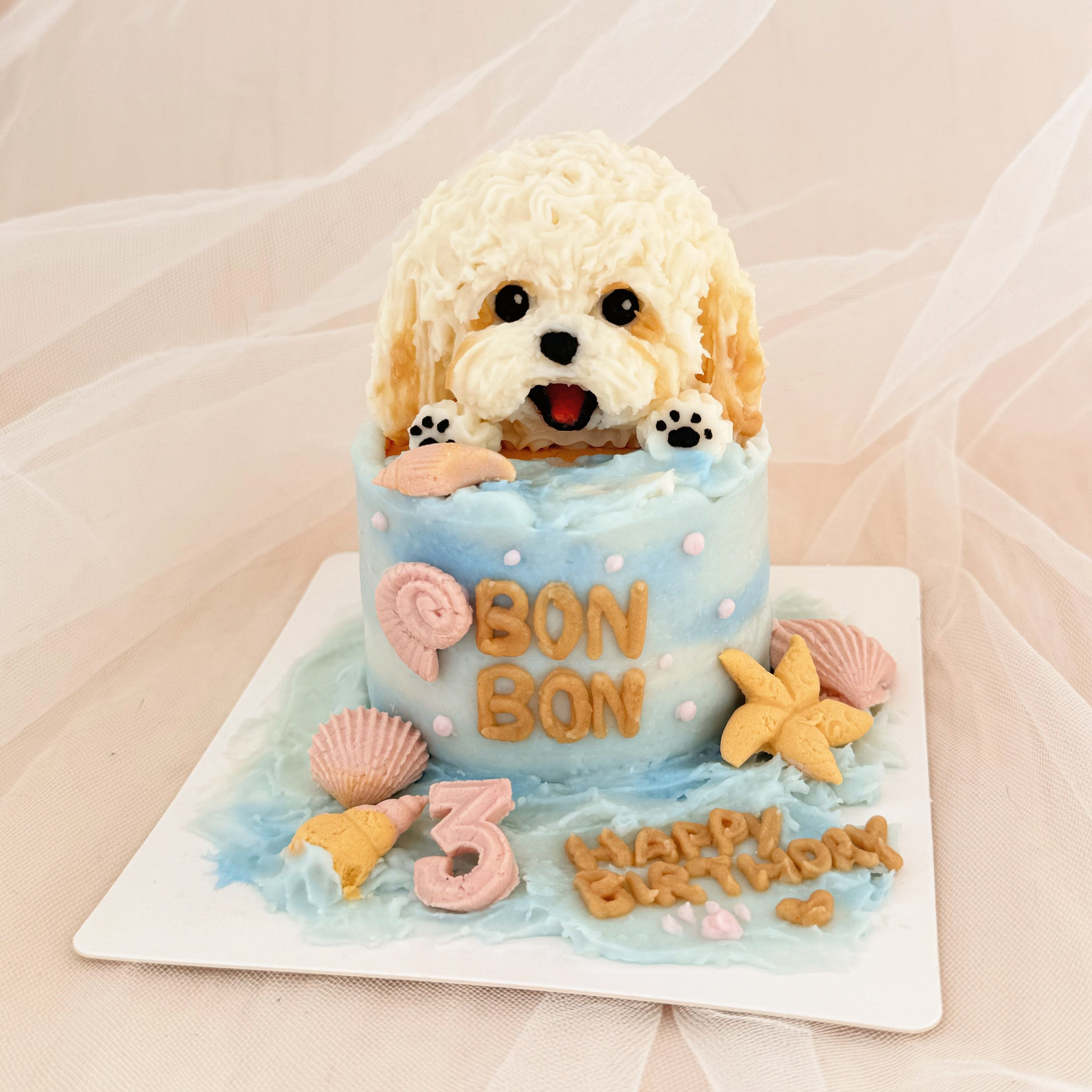 【Customized】3-inch Seaside Pup Cake