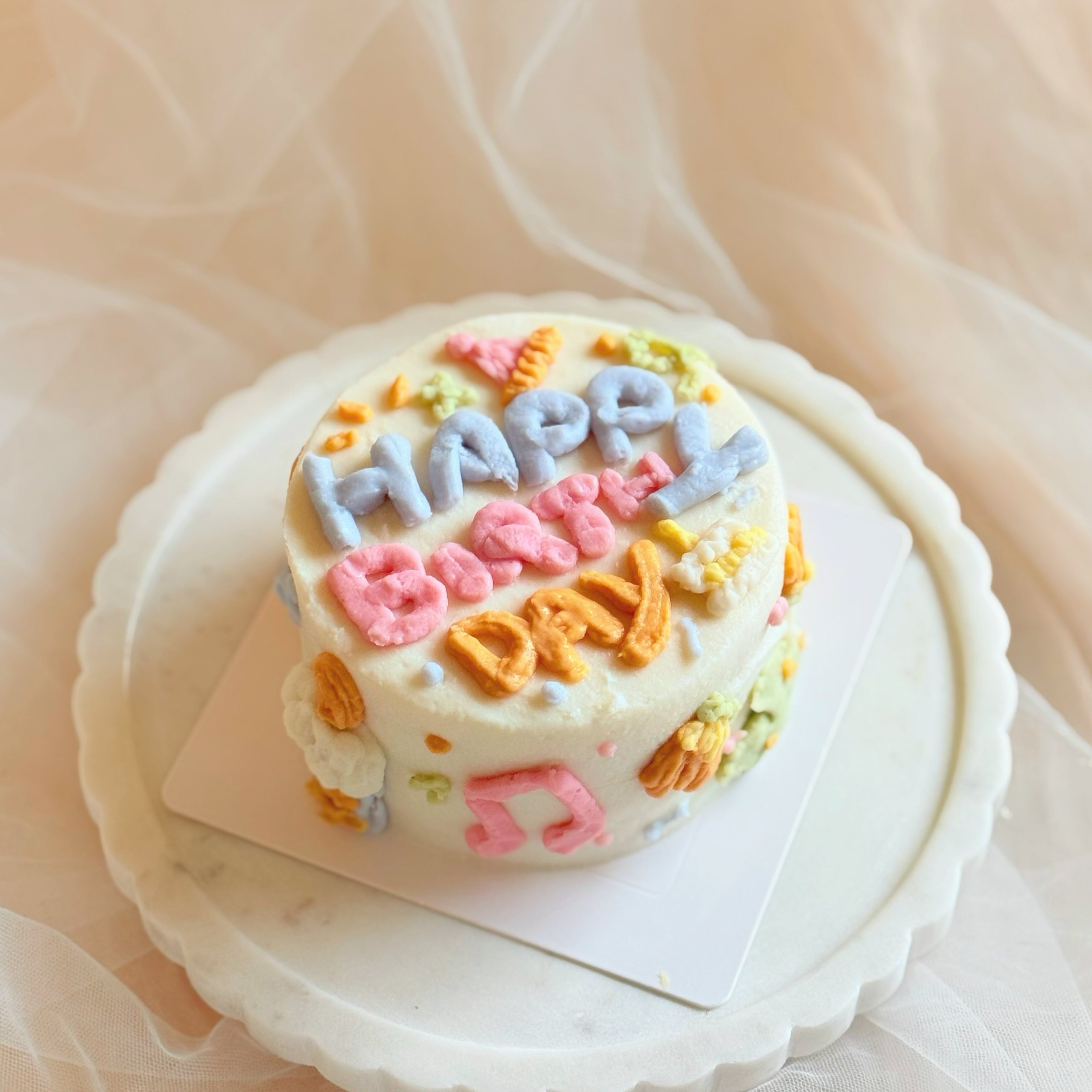 【4 inch Cake】 Rainbow Doodle Cake