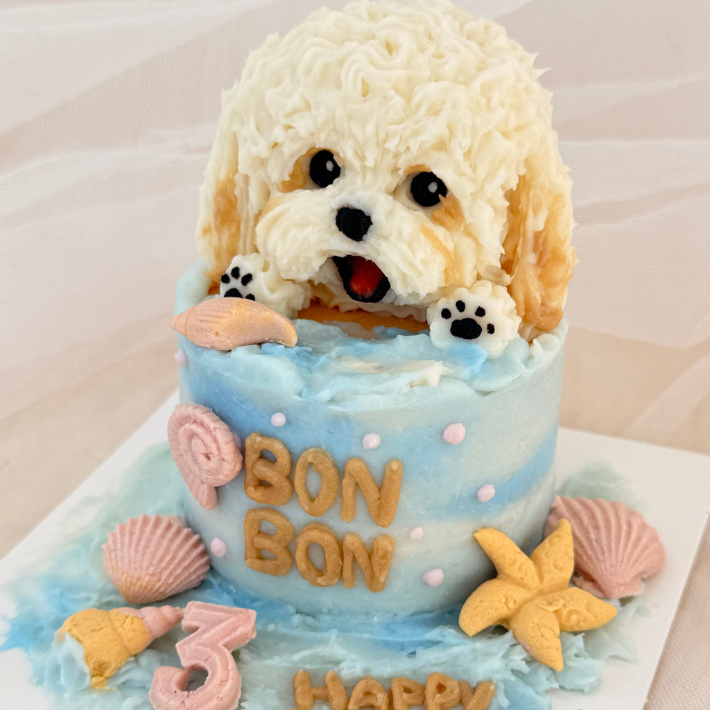 【Customized】3-inch Seaside Pup Cake
