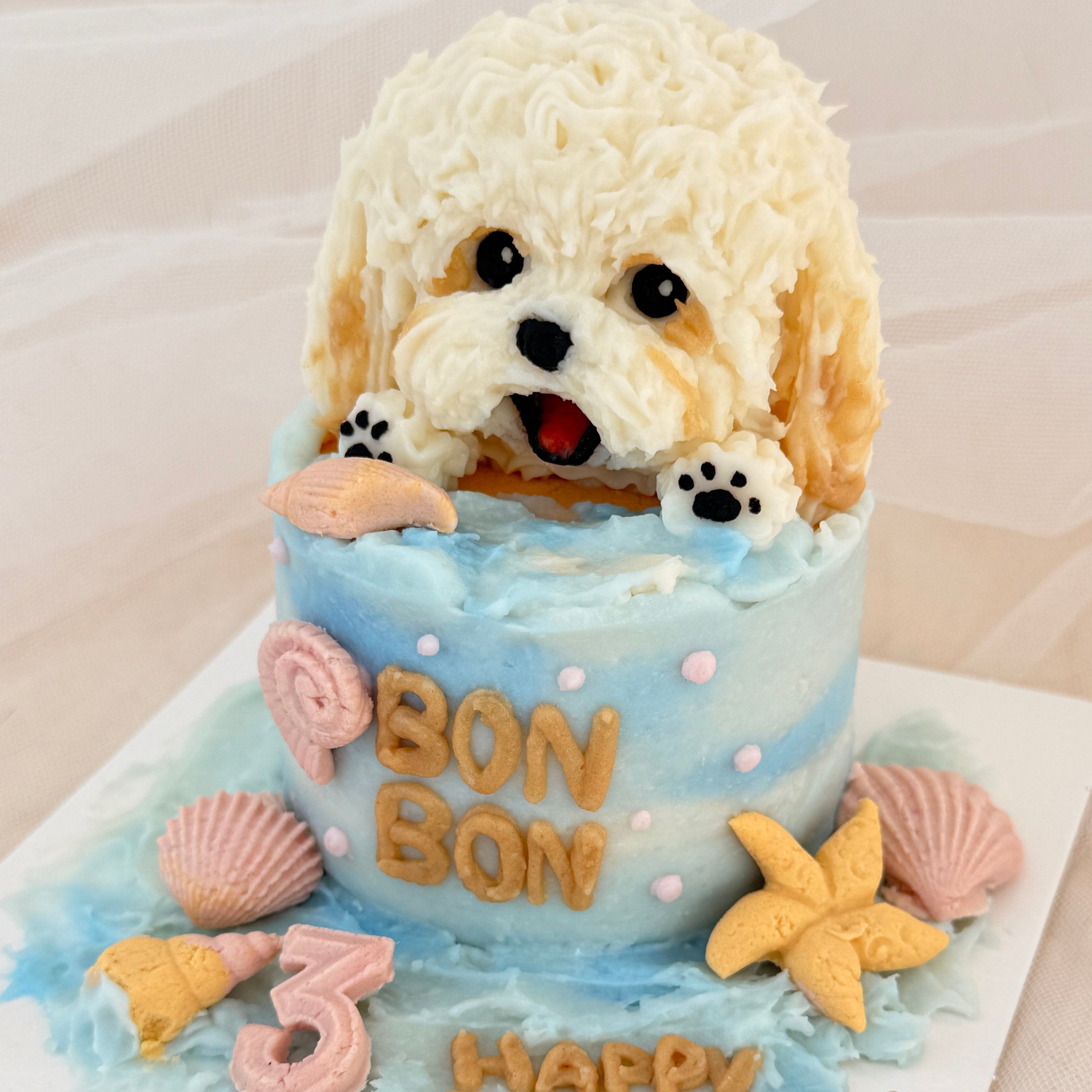 【Customized】3-inch Seaside Pup Cake