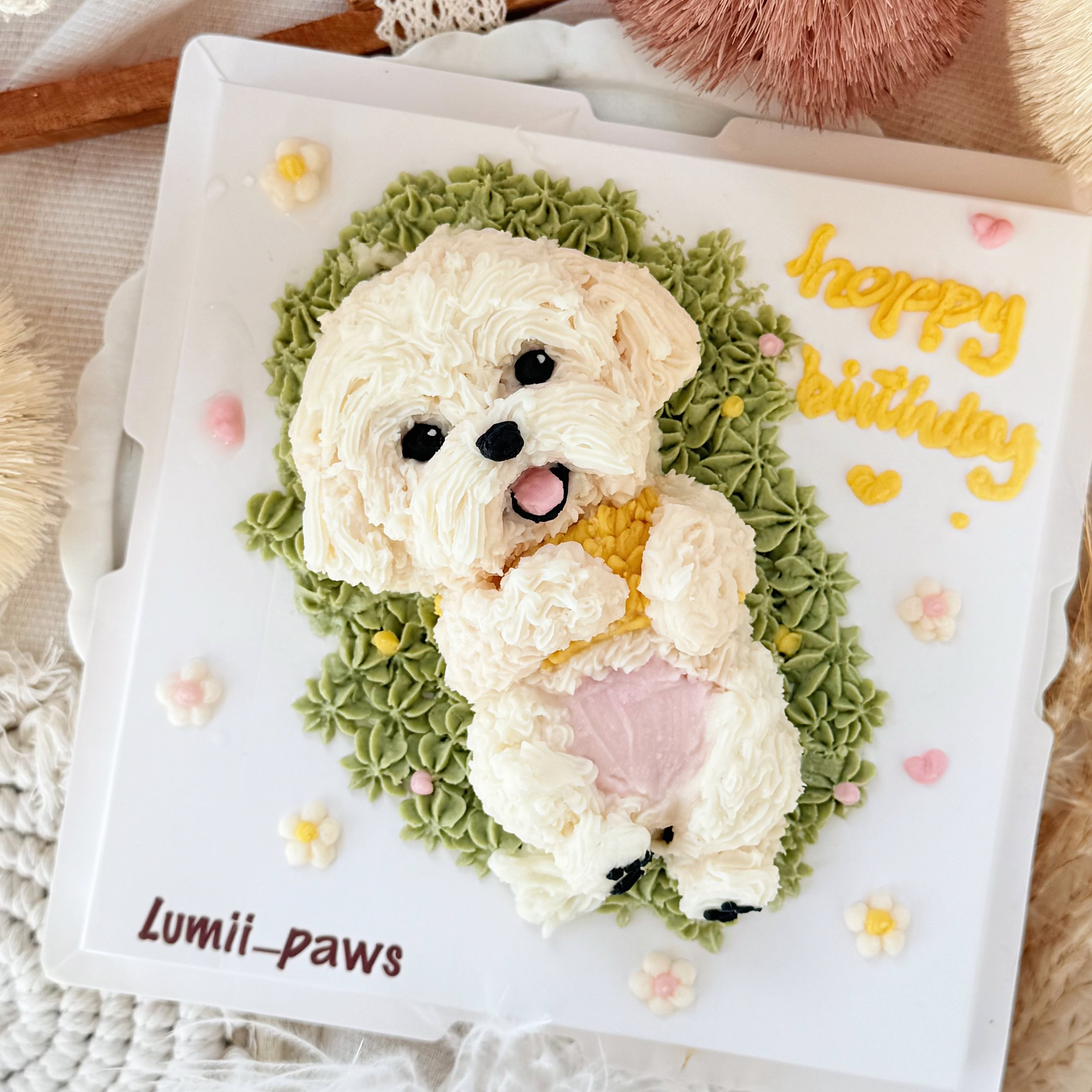 【Pet Figurine】Belly Up Pup Cake